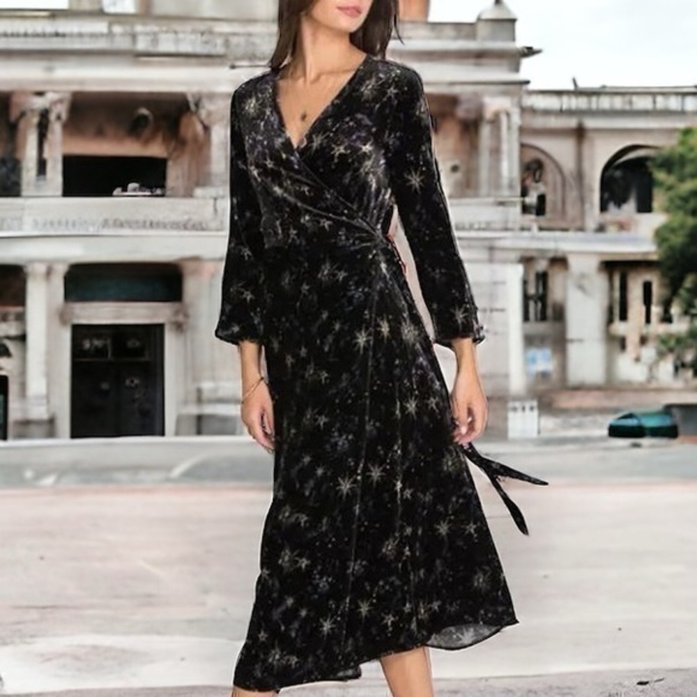 Johnny Was Womens Stardust Velvet Kimono Wrap Dress NWT oversized